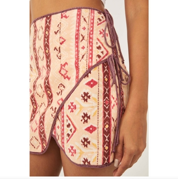 Free People Cleo Print Faux Wrap Cotton Skirt - Picture 5 of 10